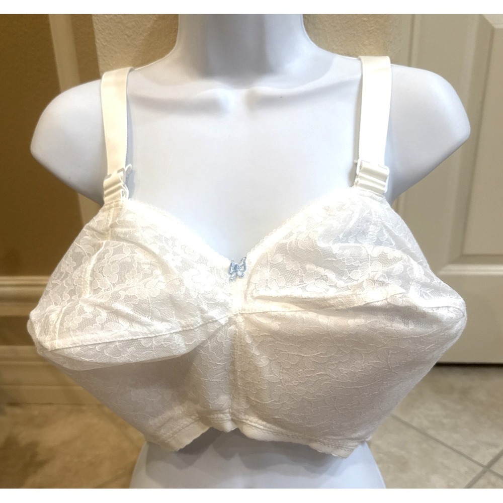 Vtg New 38JJ Colesce COUTURE Bullet BRA White Lace Torpedo Cone Wireless USA